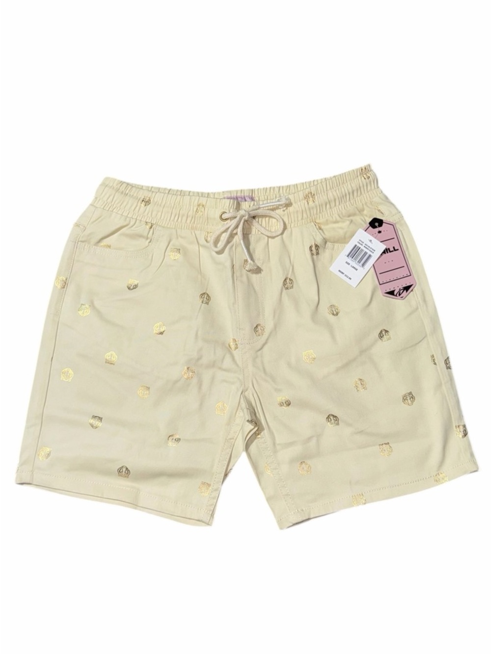 NWT Drill Clothing Cream Gold Swim Trunks Men’s Large Resort Beach Luxury